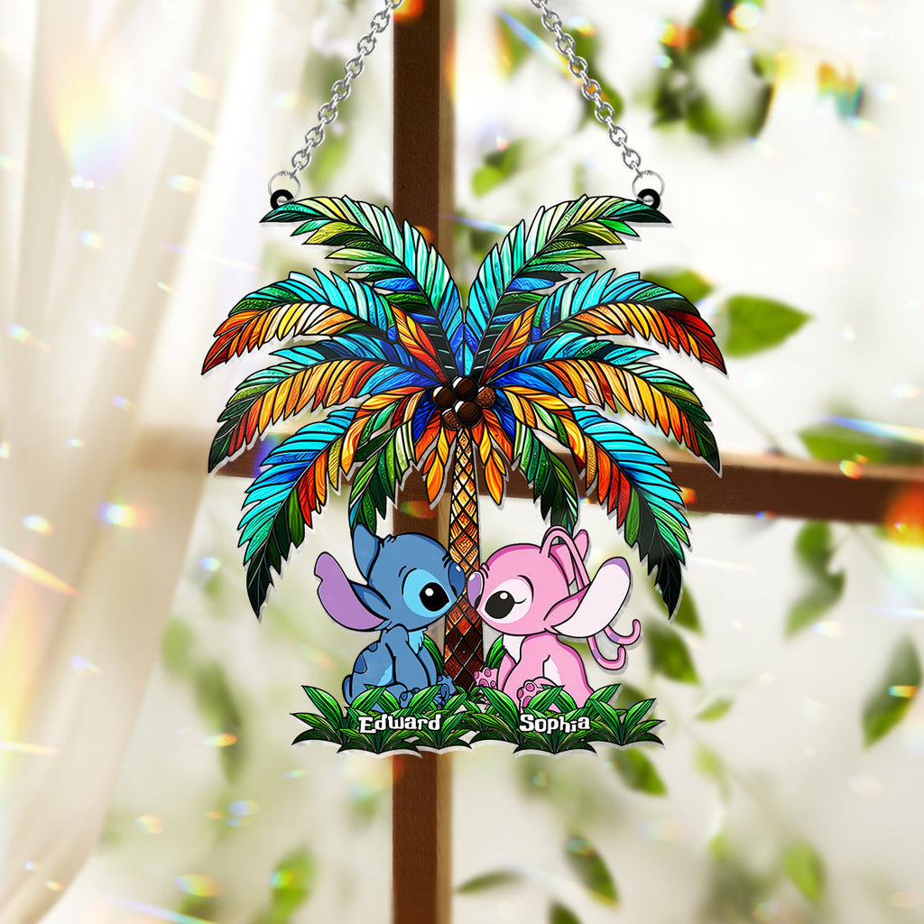 Personalized Ohana Suncatcher Ornament for Couples | Romantic Decor Window Hanging Suncatcher Ornament GradoCreations