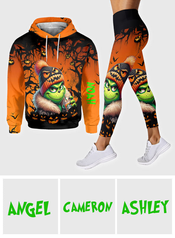 Personalized Halloween Grinch Hoodie & Leggings Set Gift Hoodie & Leggings GradoCreations