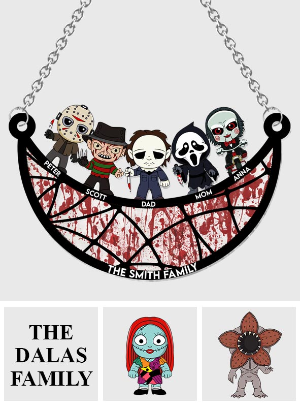Personalized Scary Movies Suncatcher Ornament for Family Gift Window Hanging Suncatcher Ornament GradoCreations