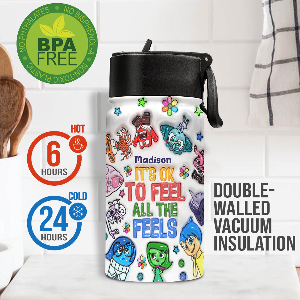 Personalized Kids Water Bottle Custom Name Fun Design Gift Kids Water Bottle GradoCreations