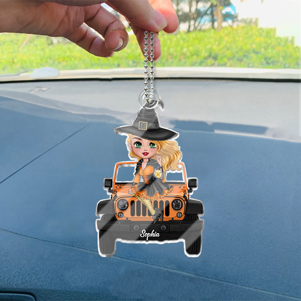 Personalized Witch Car Ornament Custom Shaped Gift for Halloween One-sided Custom Shaped Car Ornament GradoCreations