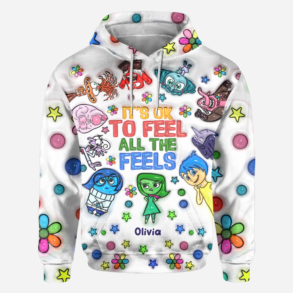 Personalized All Over Shirt with Fun 'All The Feels' Design for Kids All Over Shirt GradoCreations