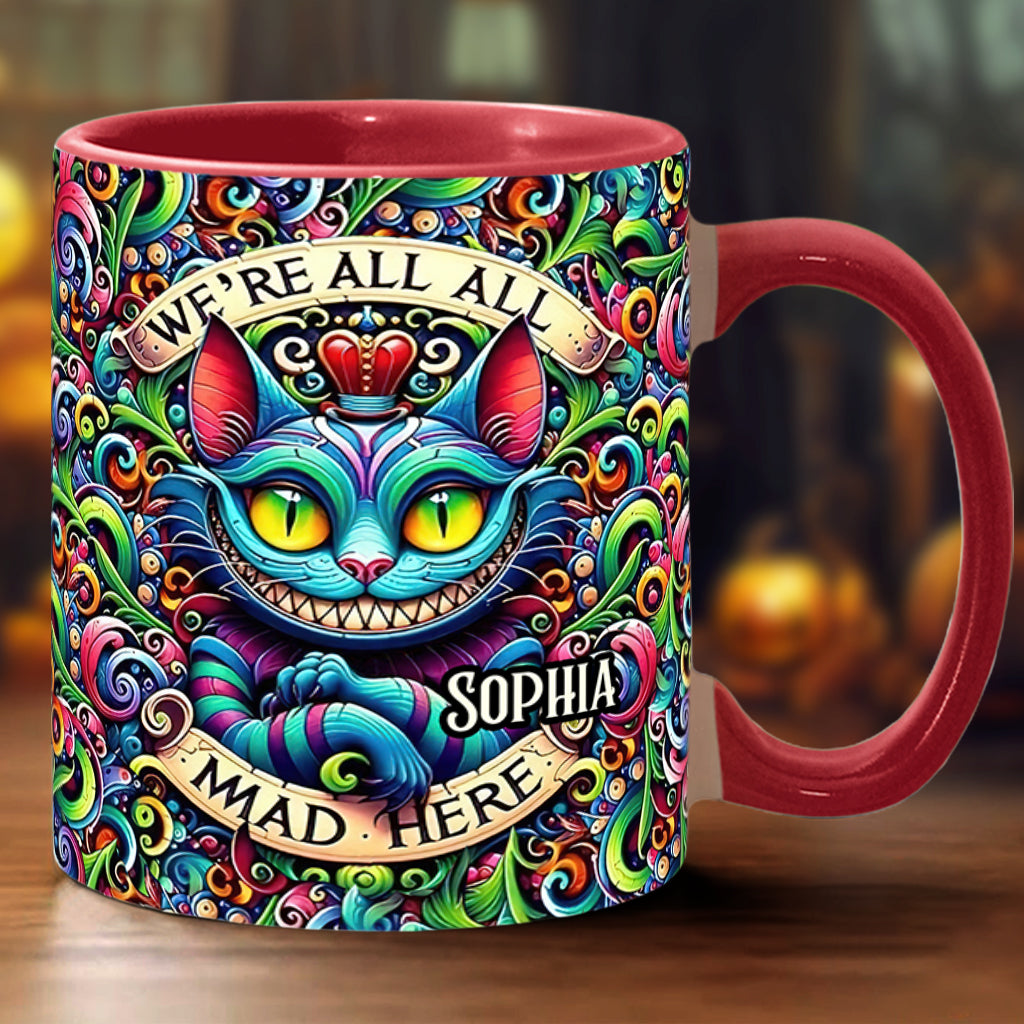 Personalized Ceramic Accent Mug with Colorful Cat Design for Birthdays or Christmas Accent Mug GradoCreations