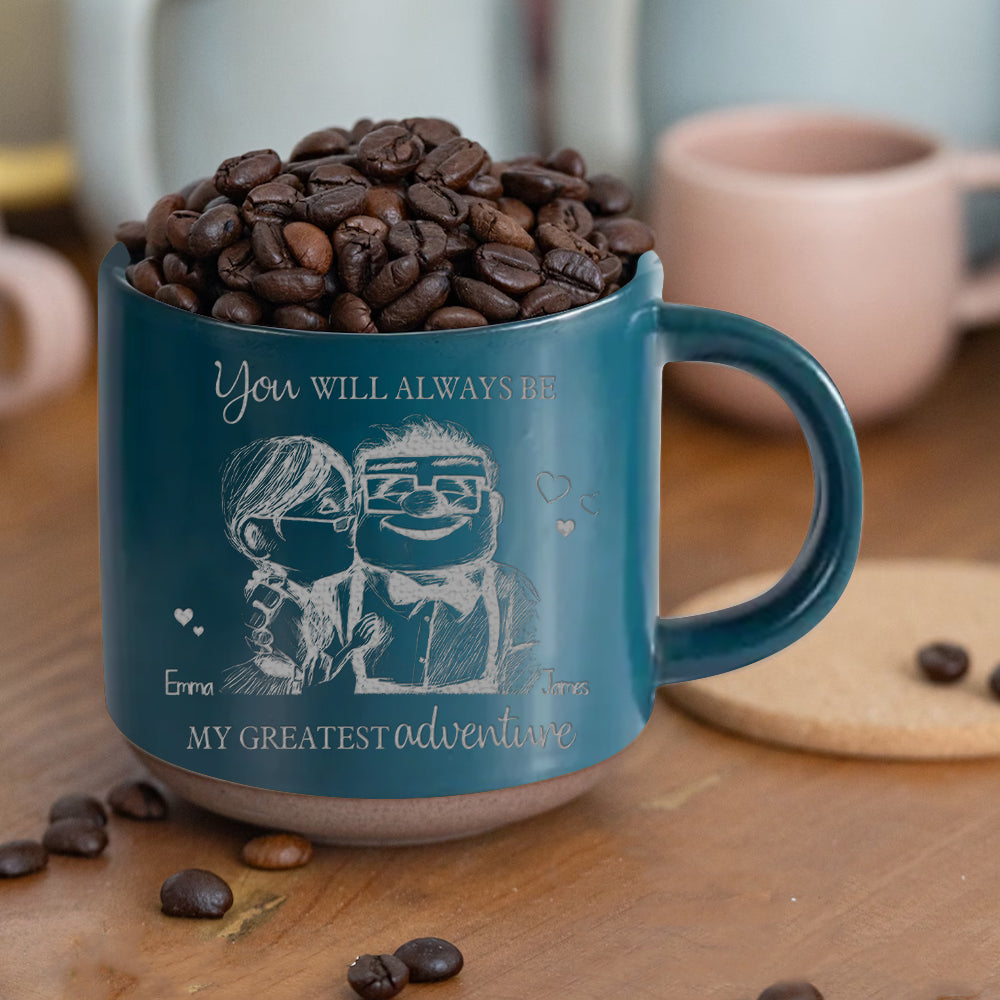 Personalized Engraved Pottery Mug Custom Name Gift for Couples Engraved Pottery Mug GradoCreations