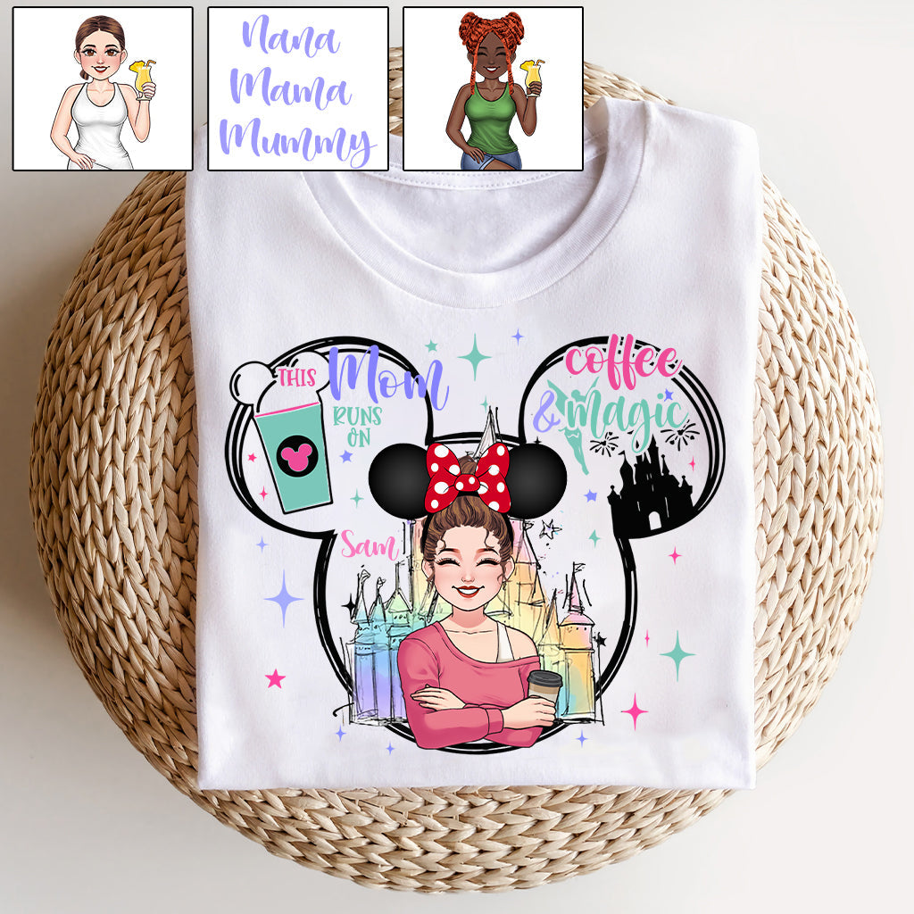 Personalized Coffee Magic Mouse T-shirt for Mom – Custom Name Gift T-shirt & Hoodie GradoCreations