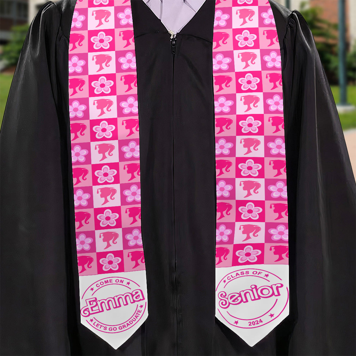 Personalized Pink Graduation Stole Custom Name for Seniors Graduation Stole GradoCreations