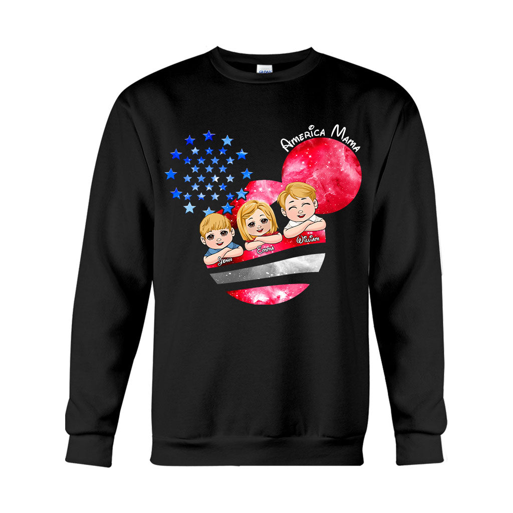 Personalized America Mama T-Shirt & Hoodie Custom Family Gift T-shirt & Hoodie GradoCreations