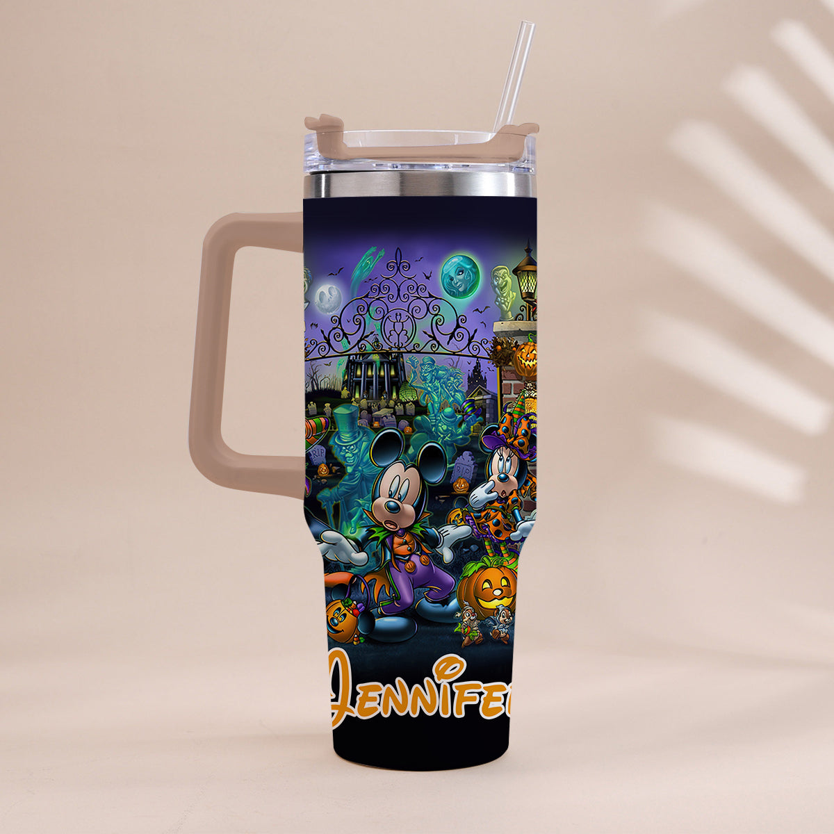 Personalized Halloween Tumbler with Handle for Drinks Tumbler With Handle GradoCreations