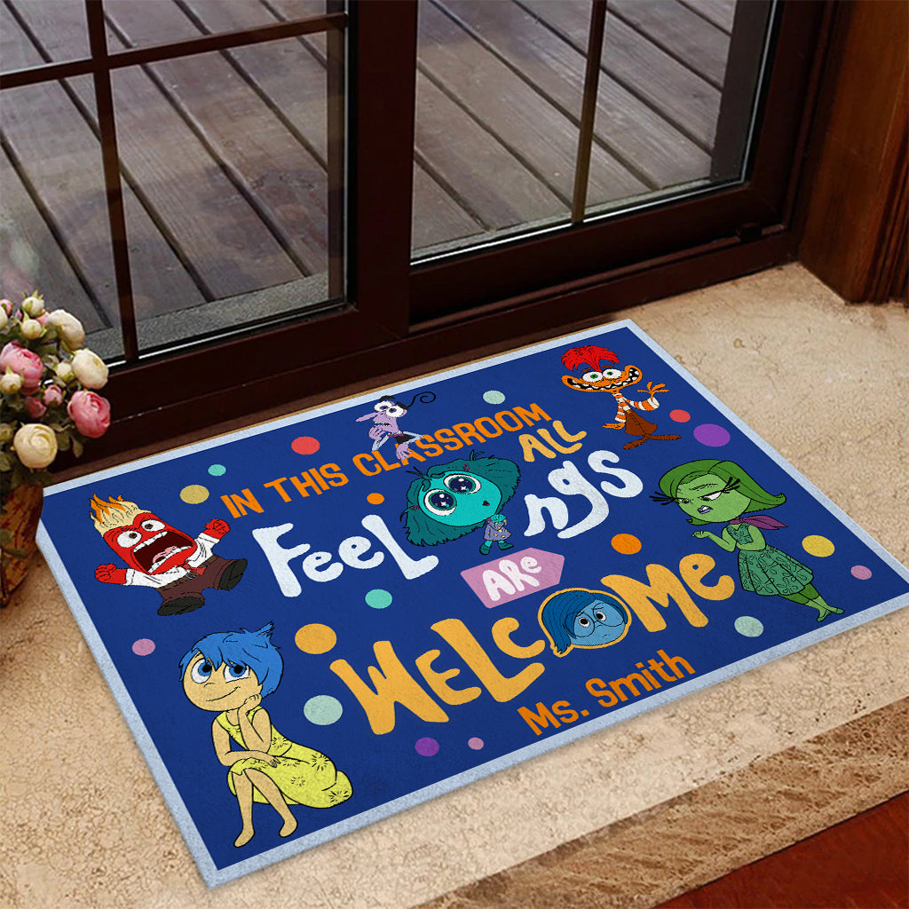 Personalized Classroom Doormat All Feelings Welcome Gift for Teacher Doormat GradoCreations