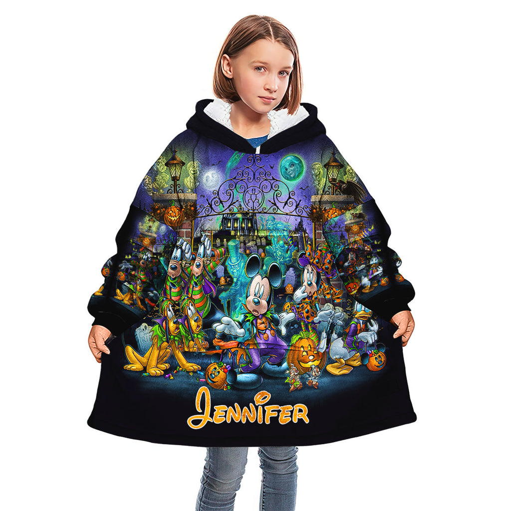 Personalized Halloween Blanket Hoodie Custom Name Gift Blanket Hoodie GradoCreations