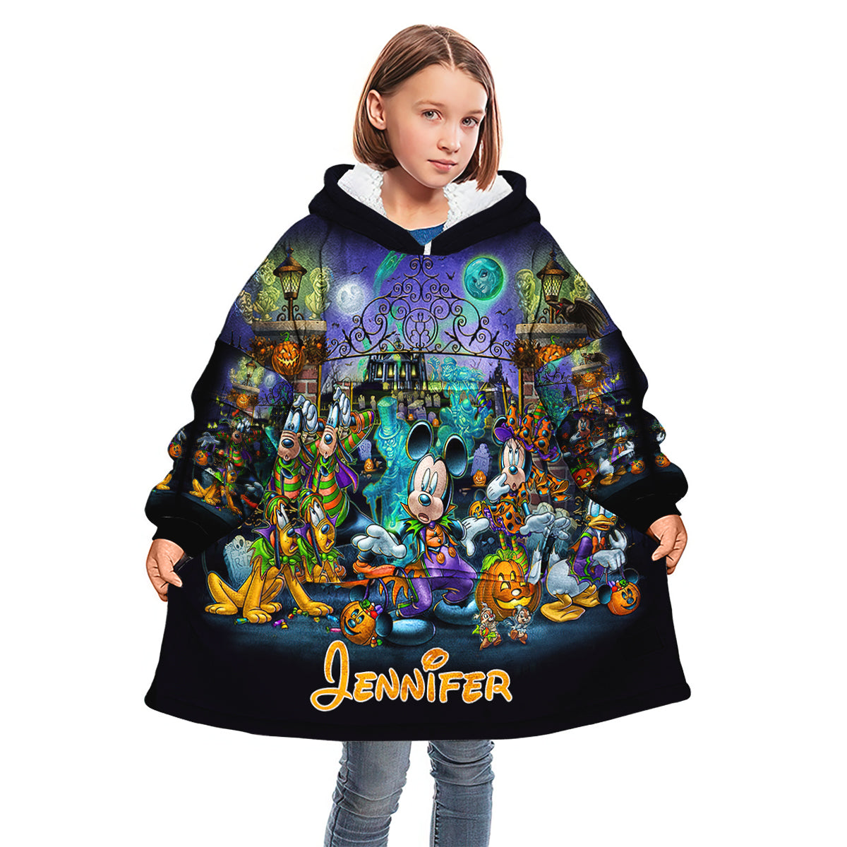 Personalized Halloween Blanket Hoodie Custom Name Gift Blanket Hoodie GradoCreations