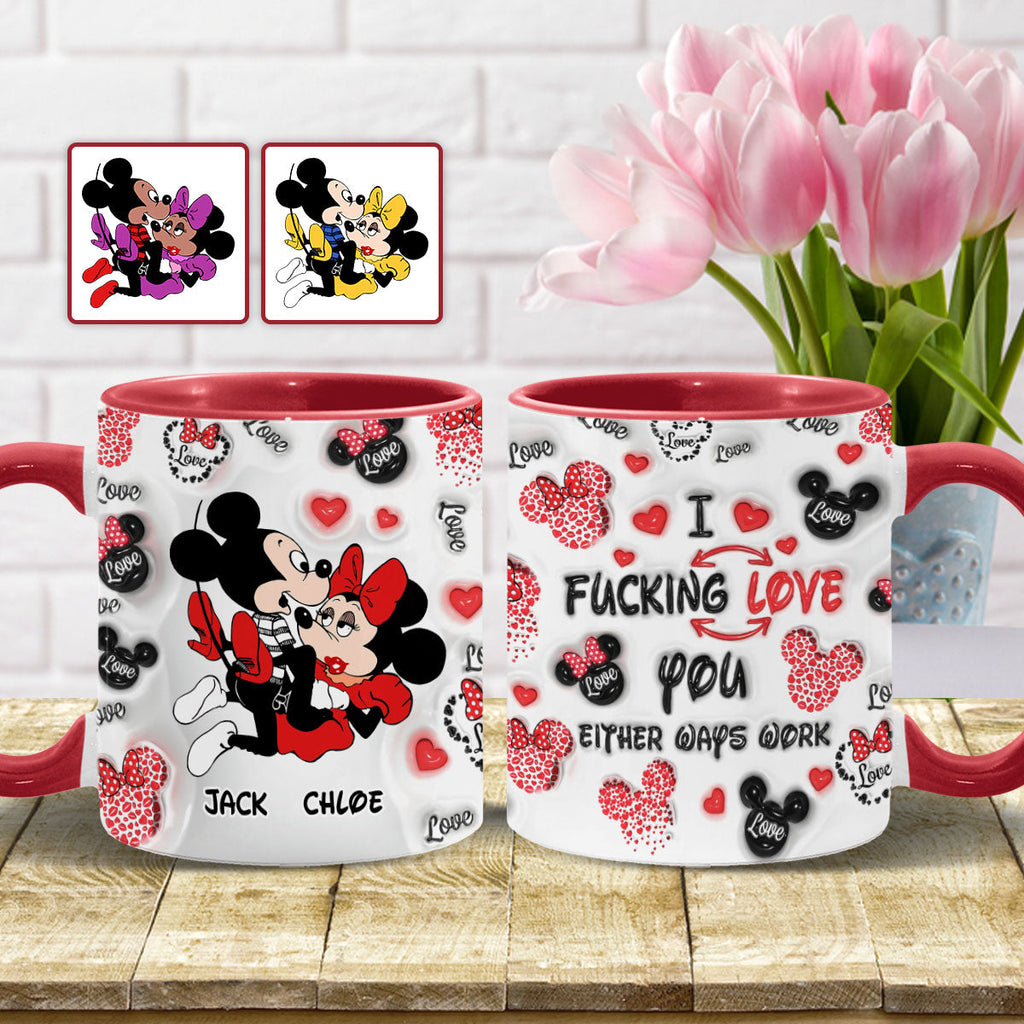 Personalized I Love You Mouse Accent Mug with Custom Names Gift Accent Mug GradoCreations