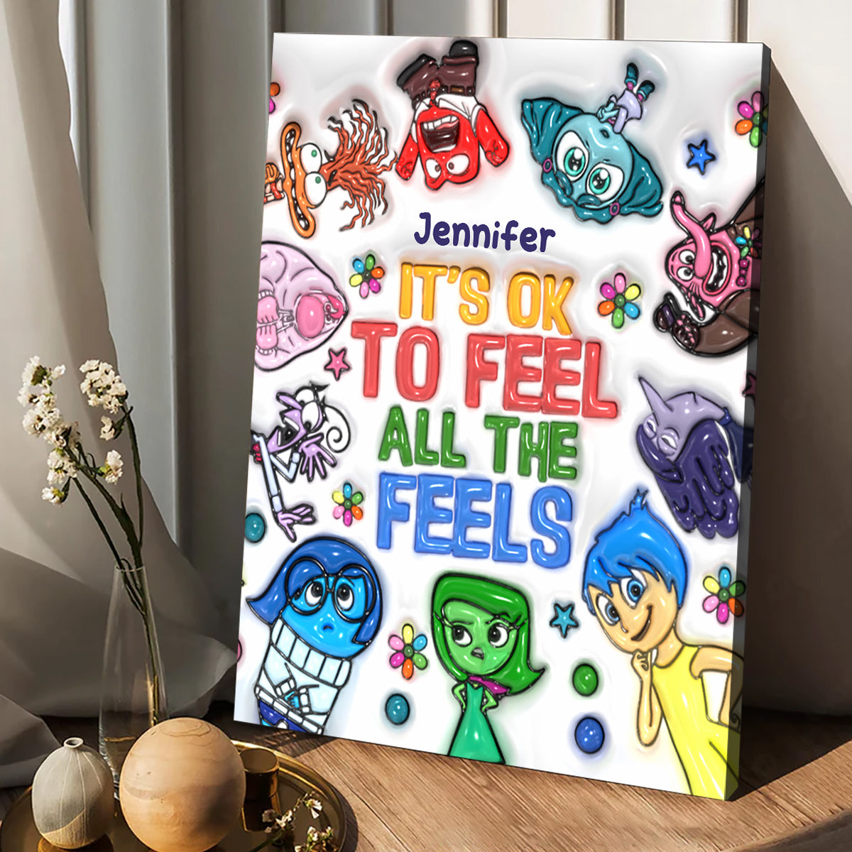 Personalized Canvas Print It's Ok To Feel All The Feels Gift for Kids Canvas And Poster GradoCreations
