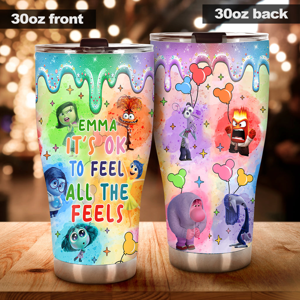 Personalized Tumbler It's Ok To Feel All The Feels Gift for Kids Tumbler GradoCreations