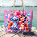 Personalized Cute Bubble Flowers Beach Bag Custom Name for Summer Beach Bag GradoCreations
