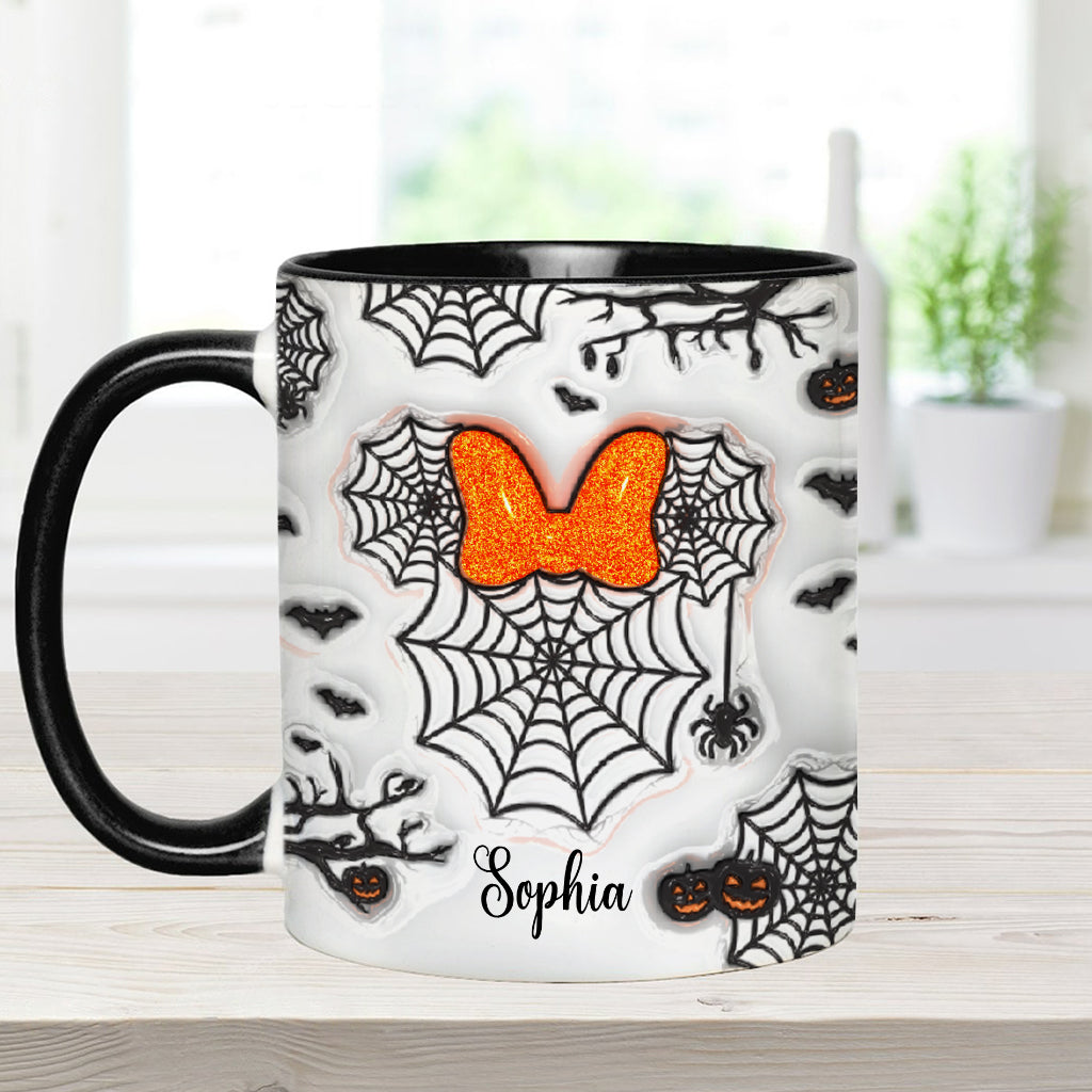 Personalized Halloween Accent Mug with Spider Webs & Name Accent Mug GradoCreations