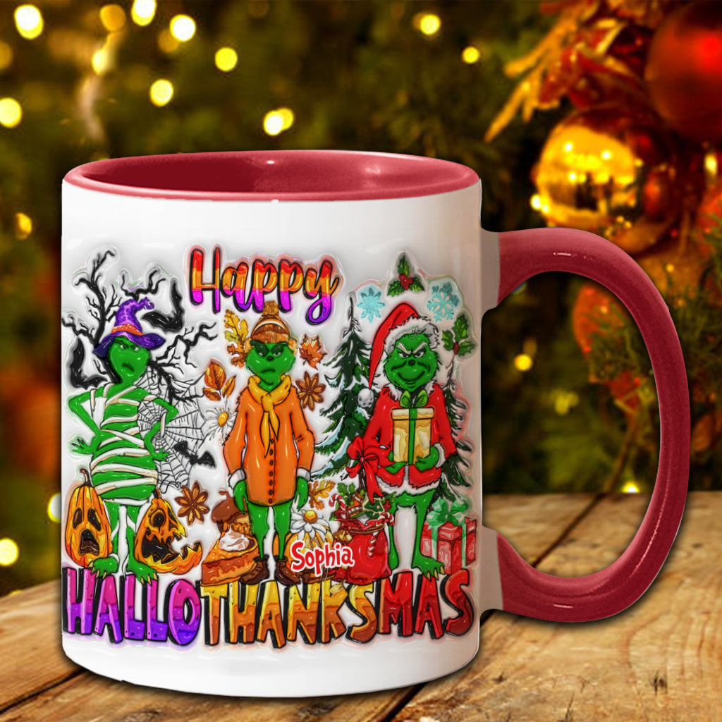 Personalized Grinch Accent Mug Custom Name Holiday Gift Accent Mug GradoCreations