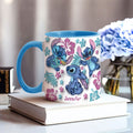 Personalized Accent Mug with Blue Rim Cute Character Design Gift for Mom Accent Mug GradoCreations
