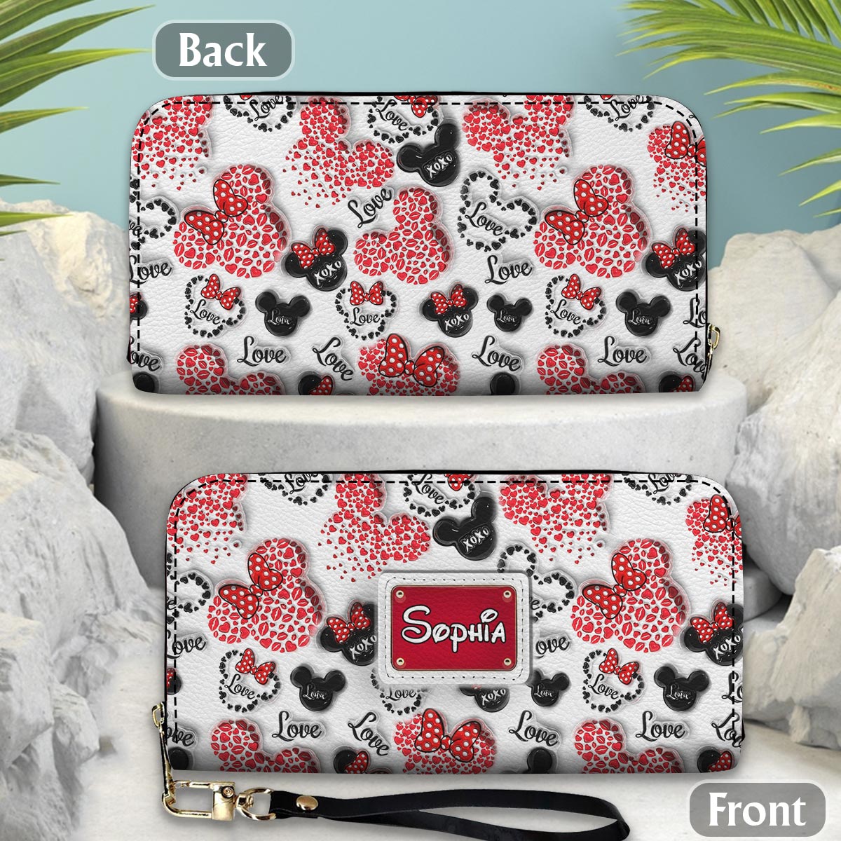 Personalized Minnie Mouse Leather Long Wallet for Women Leather Long Wallet GradoCreations