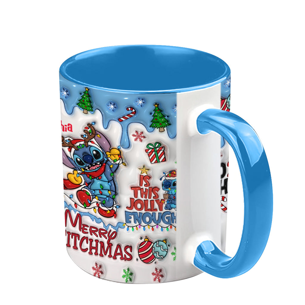 Personalized Merry Stitchmas Accent Mug Custom Name Gift Accent Mug GradoCreations
