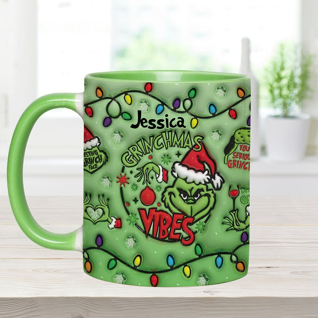 Personalized Grinchmas Vibes Accent Mug Custom Name Gift Accent Mug GradoCreations