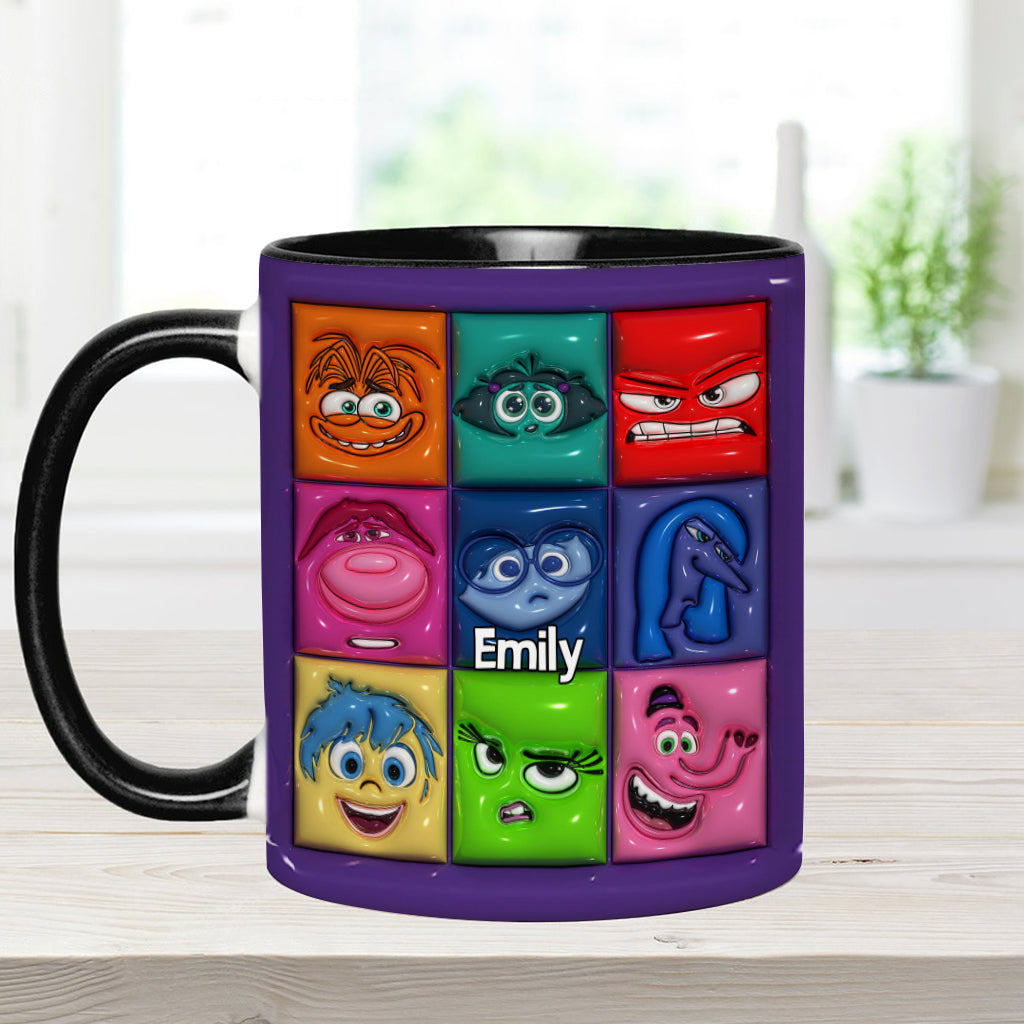 Personalized Accent Mug with Emotion Faces Custom Name Gift Accent Mug GradoCreations
