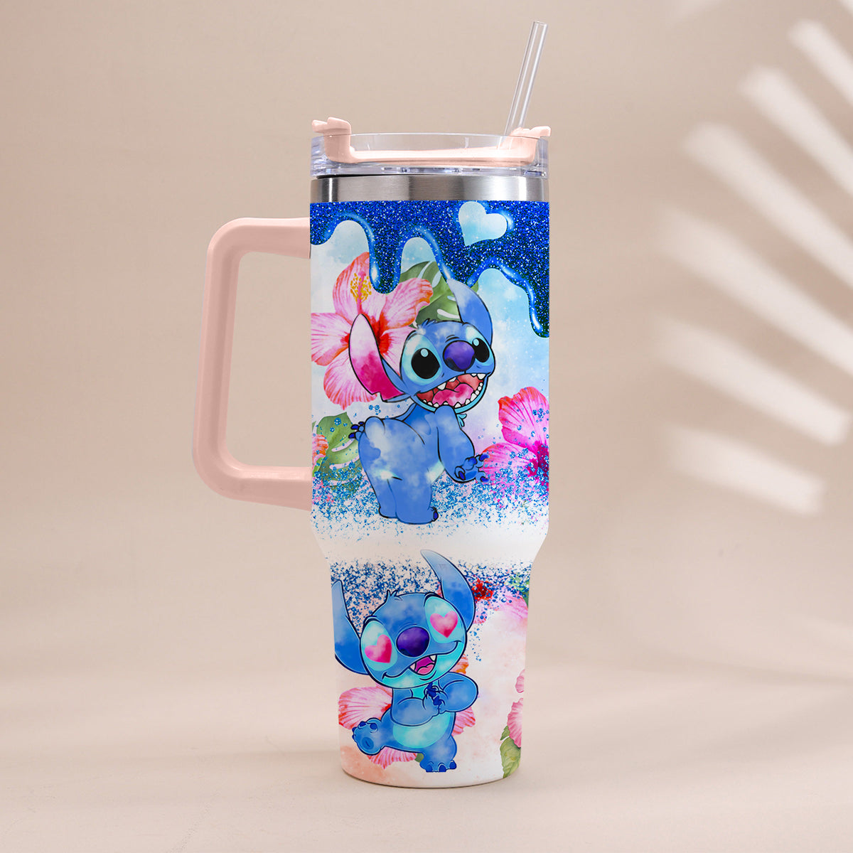 Personalized Tropical Vibe Tumbler With Handle Custom Name Gift Tumbler With Handle GradoCreations