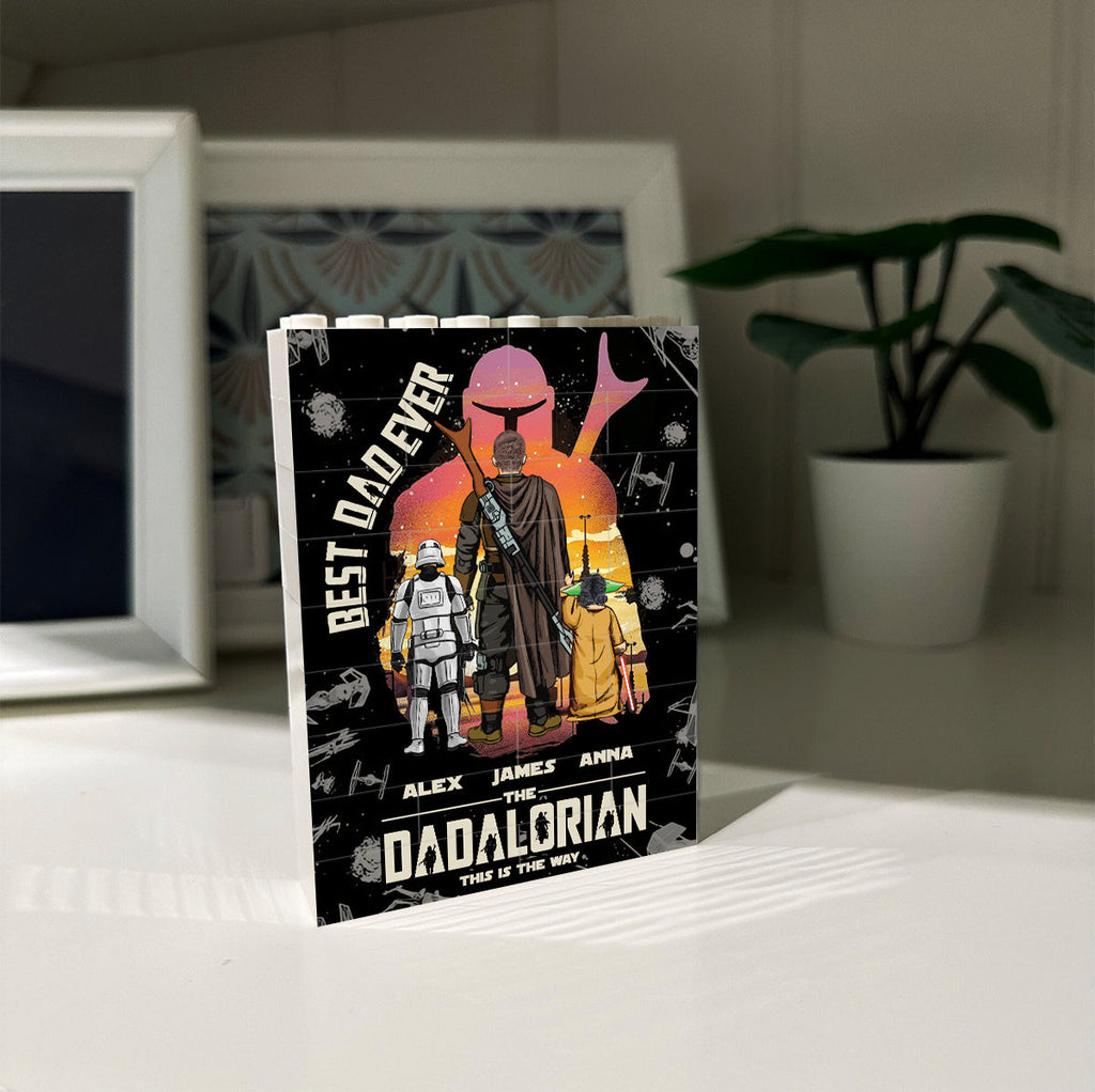 Personalized Dadalorian Building Block Gift for Dad - Custom Name Decor One-sided Rectangle Building Brick Blocks GradoCreations