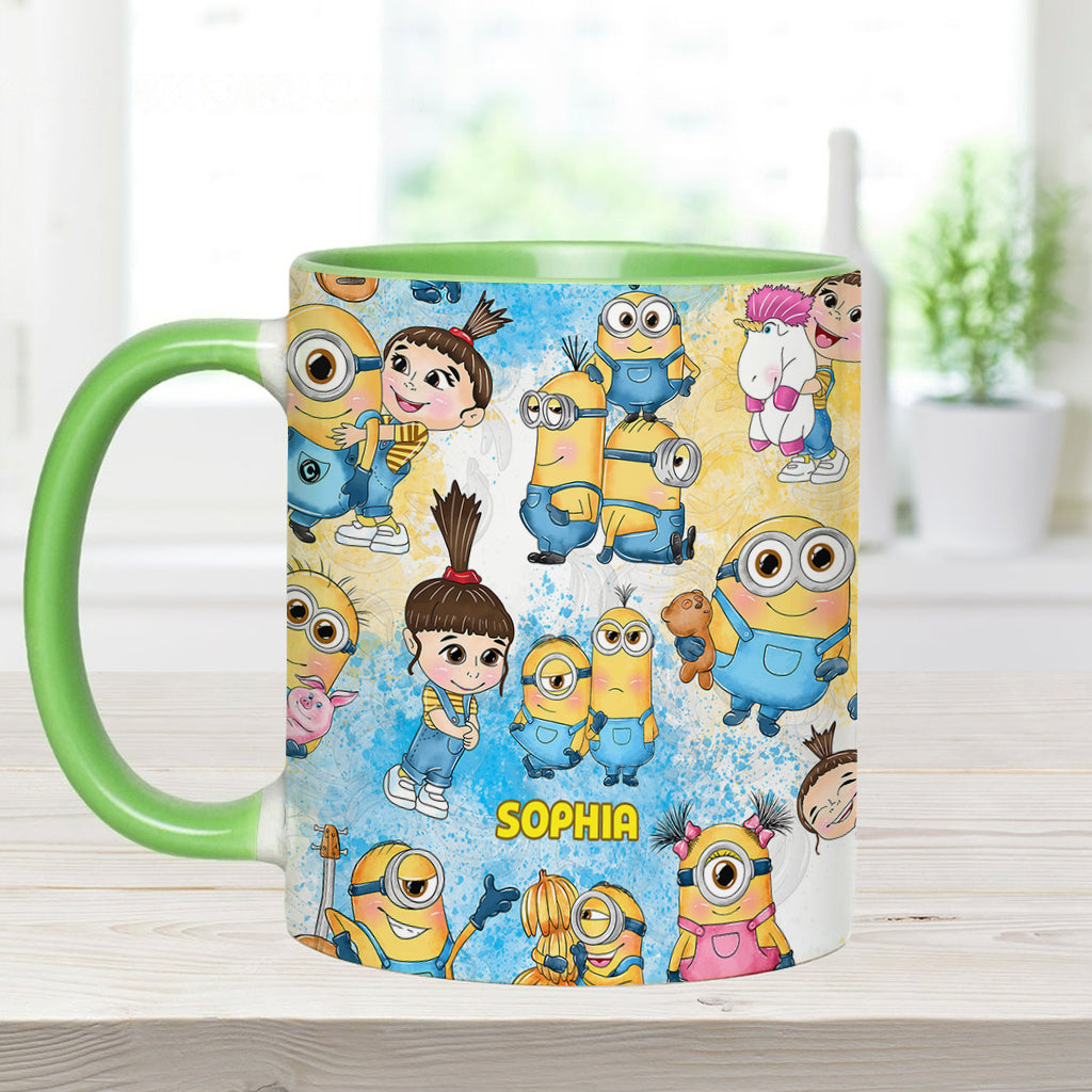 Personalized Yellow Monster Accent Mug for Kids - Custom Name Gift Accent Mug GradoCreations