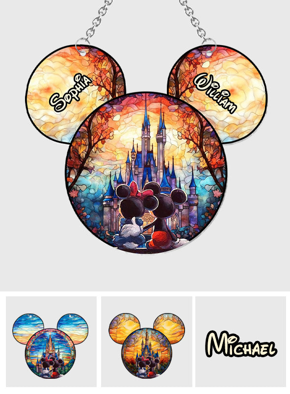 Personalized Disney Castle Suncatcher Ornament Gift for Couples Window Hanging Suncatcher Ornament GradoCreations