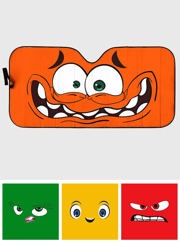 Personalized Funny Car Sunshade with Emotions for Vehicle Protection Car Sunshade GradoCreations