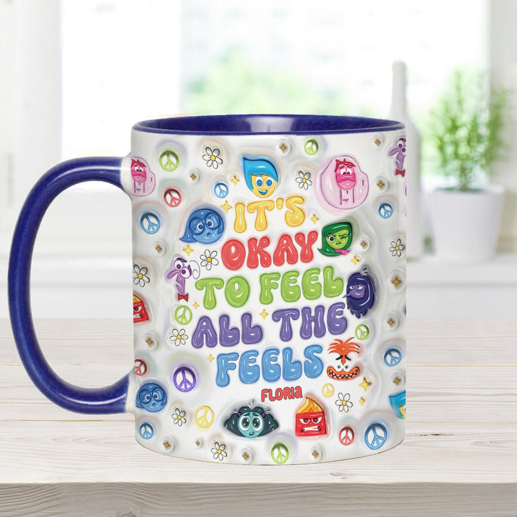 Personalized Accent Mug It's Okay To Feel All The Feels Gift for Friends Accent Mug GradoCreations