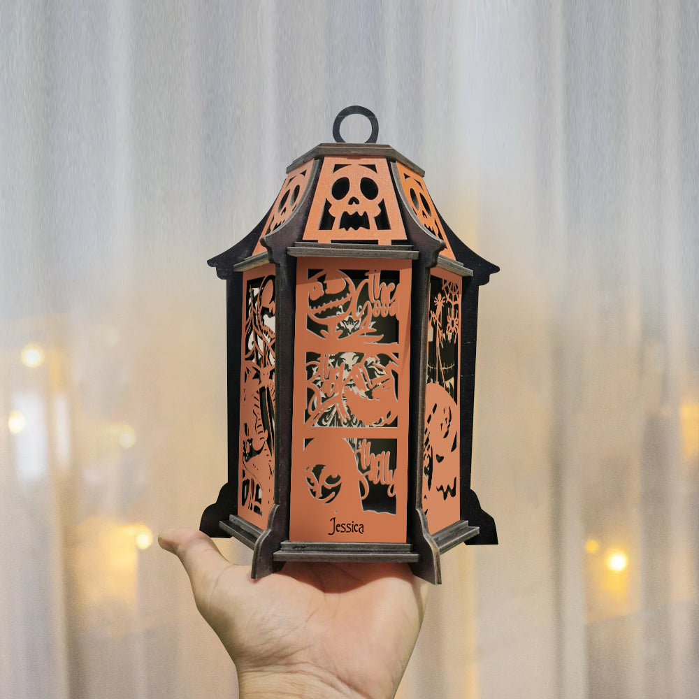 Personalized Wooden Laser Cut Lantern Halloween Decor Gift Laser Cut Lantern GradoCreations