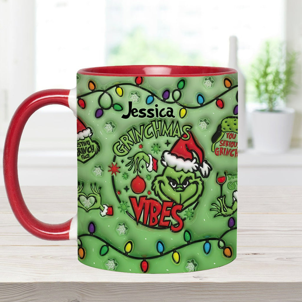 Personalized Grinchmas Vibes Accent Mug Custom Name Gift Accent Mug GradoCreations