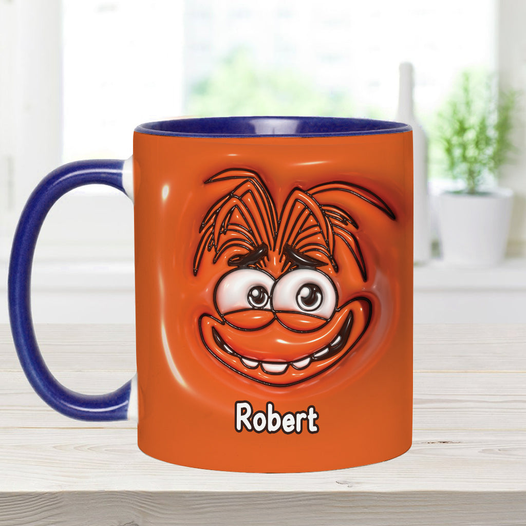 Personalized Two-Tone Accent Mug with Emotive Character - Custom Name Gift Accent Mug GradoCreations