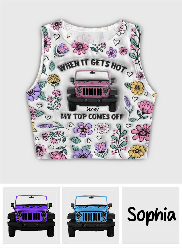 Personalized Floral Print Crop Tank Top Custom Name Gift Crop Tank Top GradoCreations