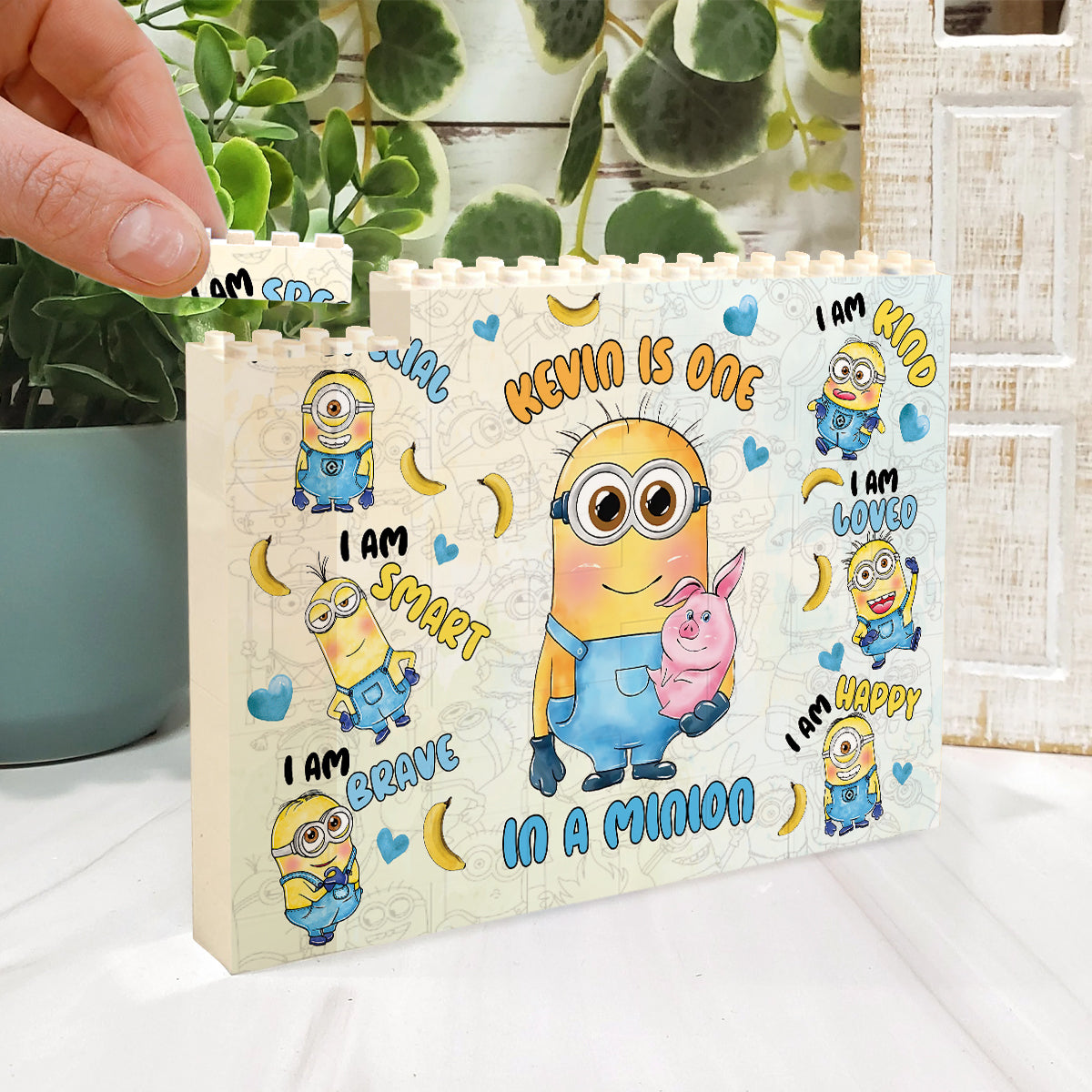 Personalized Minions Building Brick Block Custom Design Gift One-sided Rectangle Building Brick Blocks GradoCreations