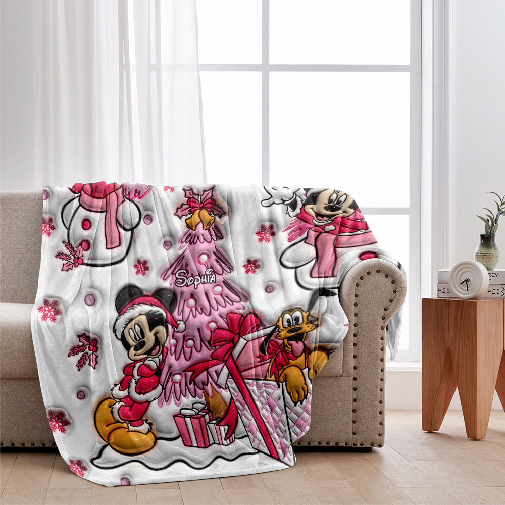 Personalized Let It Snow Mouse Blanket Custom Name Soft Flannel Gift Blanket GradoCreations