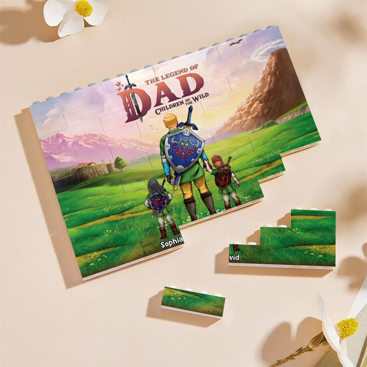 Personalized Building Brick Block Unique Gift for Dad One-sided Rectangle Building Brick Blocks GradoCreations