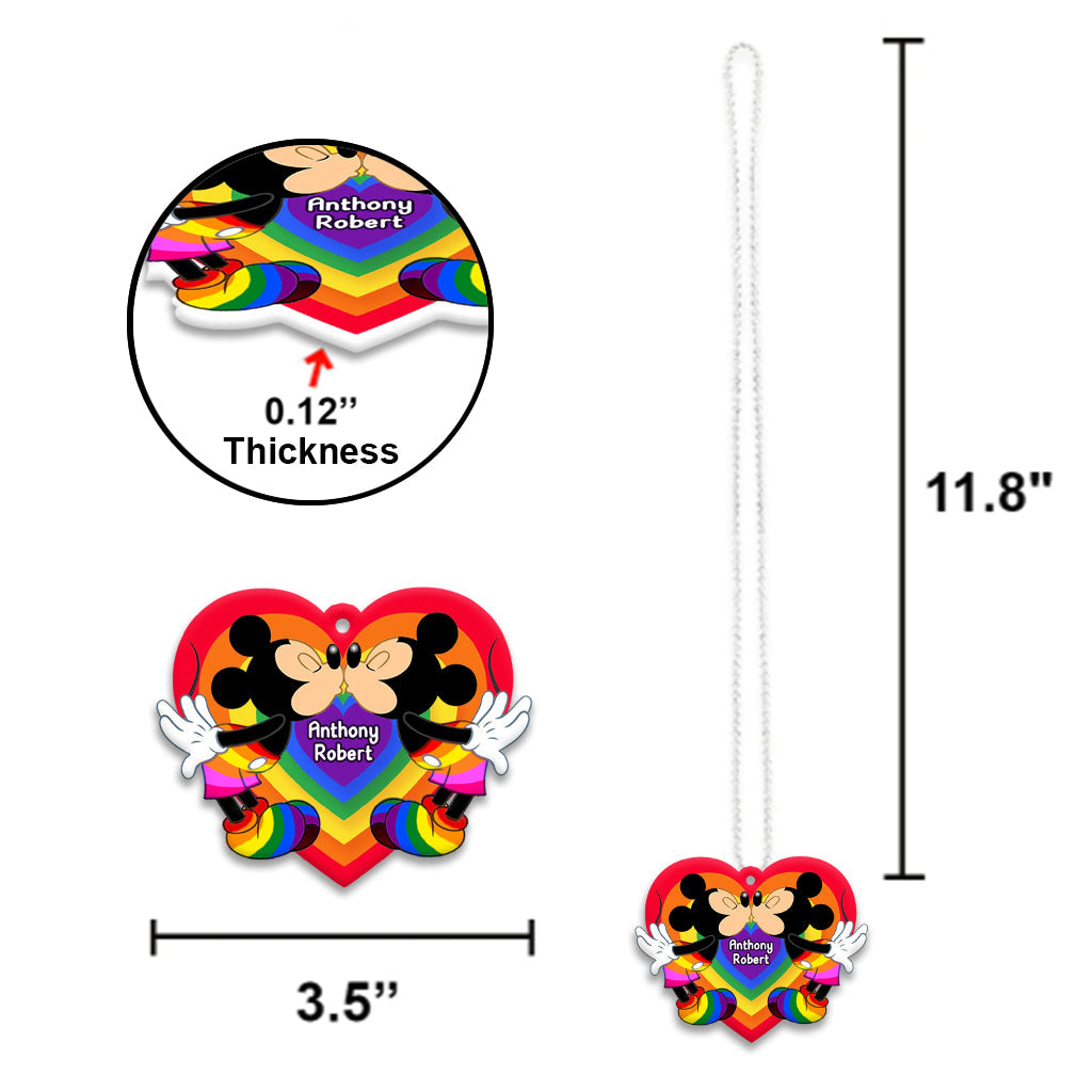 Personalized Car Ornament Love Is Love LGBT Rainbow Gift One-sided Car Ornament GradoCreations