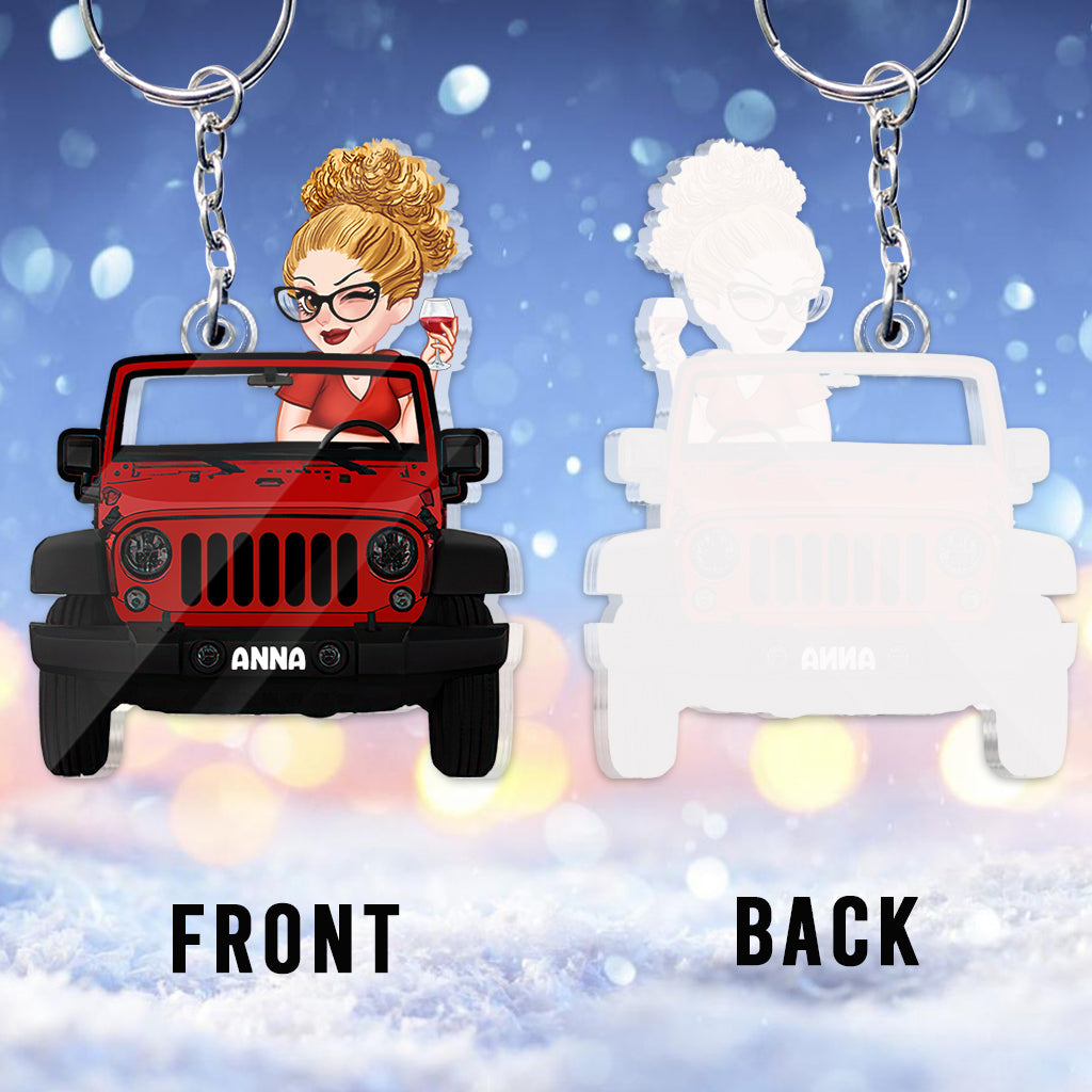 Personalized Acrylic Car Keychain Custom Name Gift for Her One-sided Custom Shaped Keychain GradoCreations