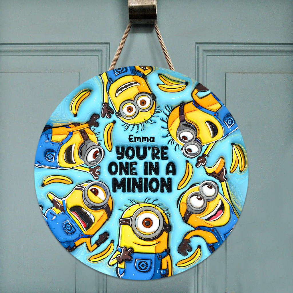 Personalized Round Wood Sign with Minions Design for Kids Round Wood Sign GradoCreations