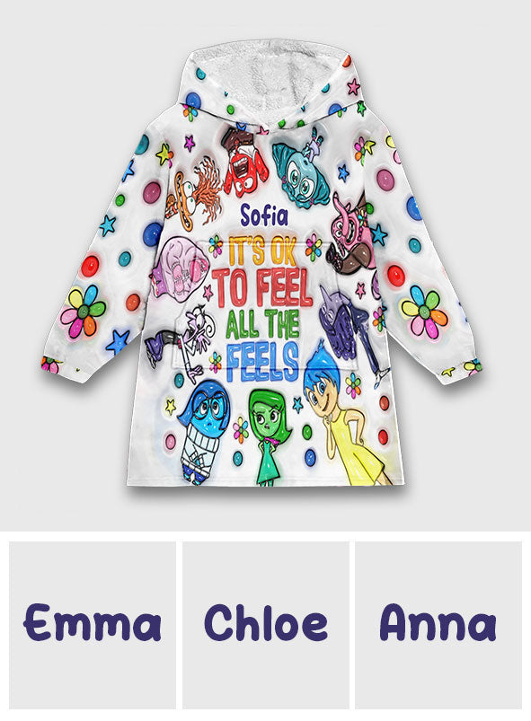Personalized Hoodie Blanket with Feelings Design for Kids Blanket Hoodie GradoCreations
