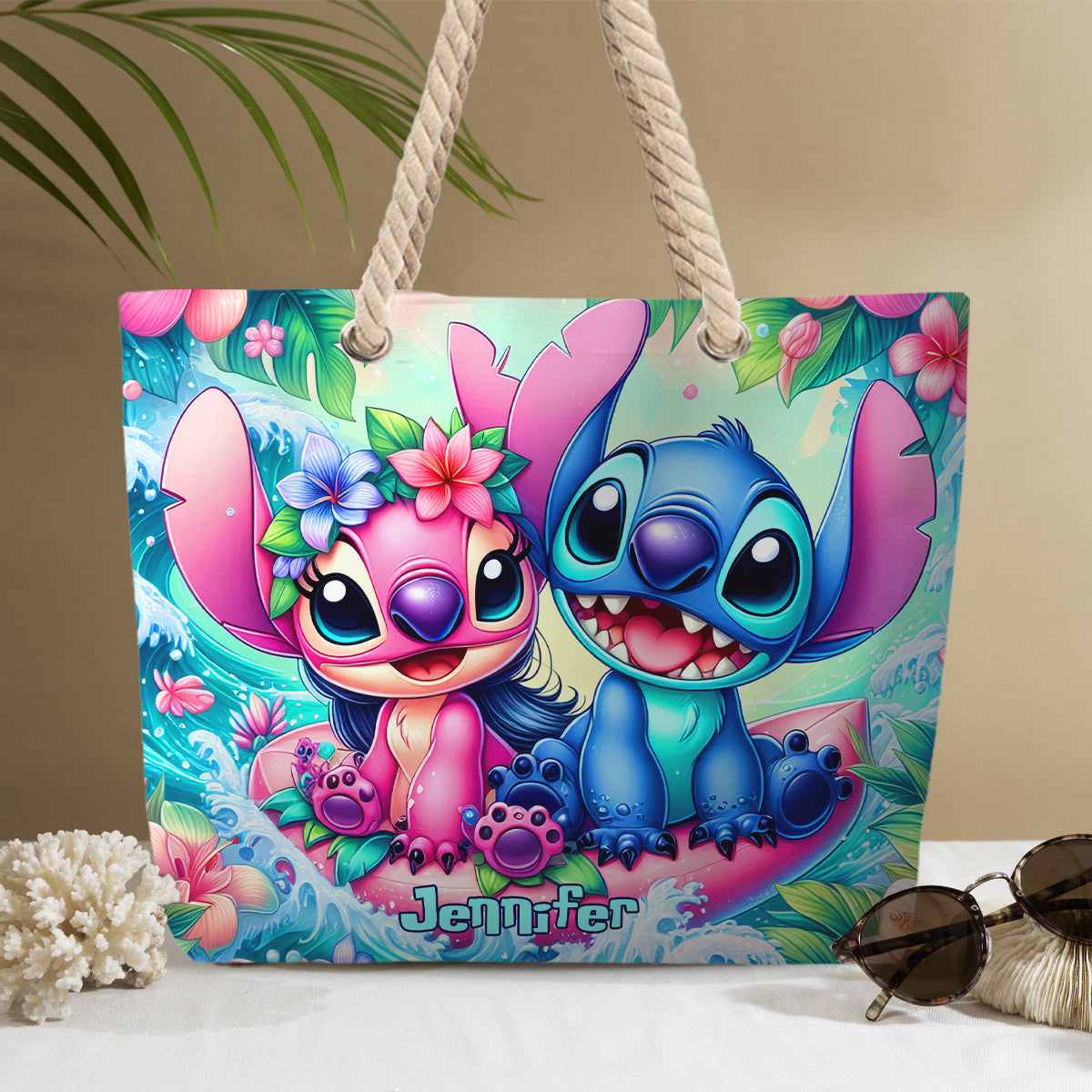 Personalized Canvas Beach Bag with Custom Design for Summer Vibes Beach Bag GradoCreations