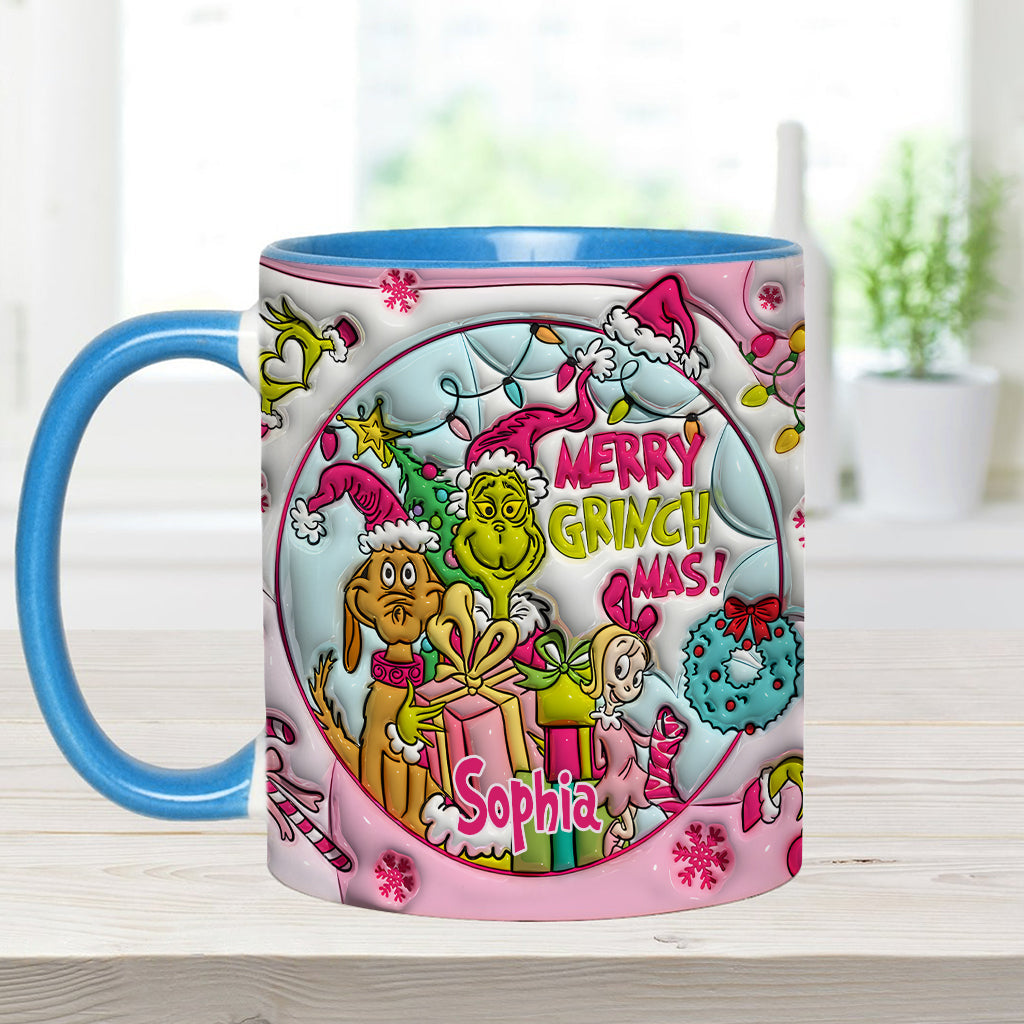 Personalized Merry Grinchmas Accent Mug Custom Name Holiday Gift Accent Mug GradoCreations