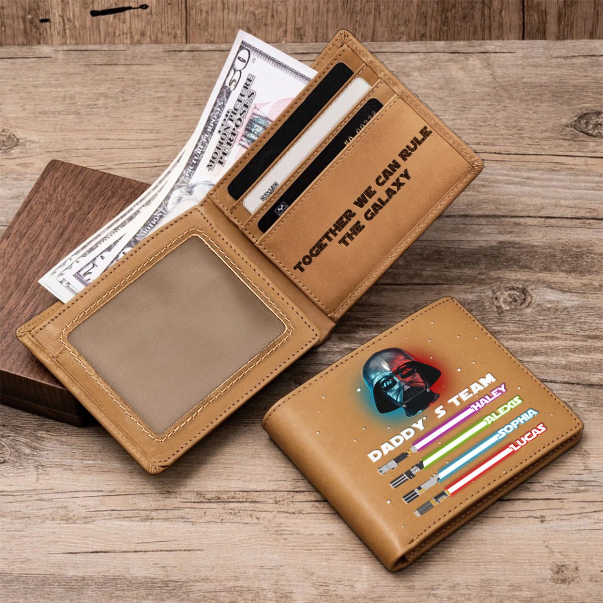 Personalized Leather Wallet Custom Name Star Wars Gift for Dad Leather Wallet GradoCreations