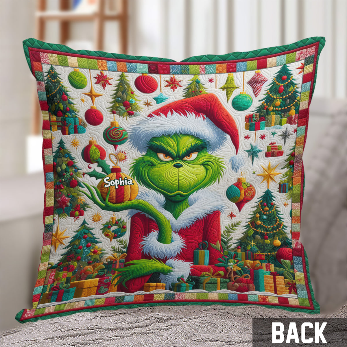 Personalized Grinchmas Throw Pillow Custom Name Christmas Gift Throw Pillow GradoCreations