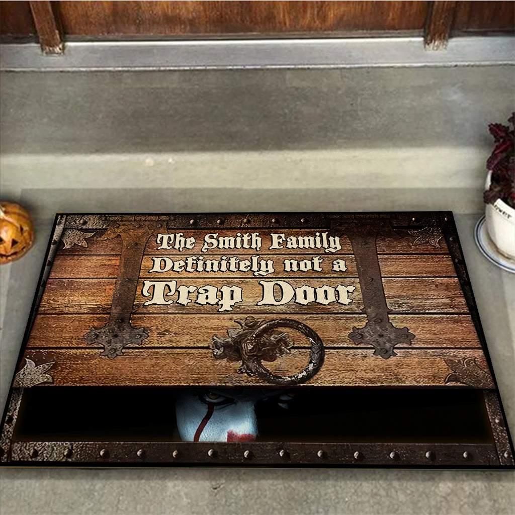Personalized Family Doormat Funny Trap Door Design Custom Name Doormat GradoCreations