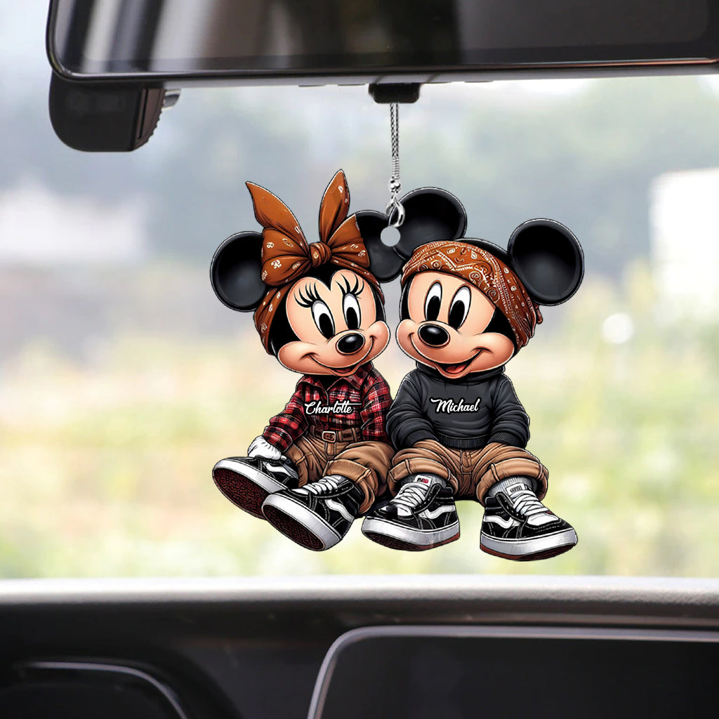 Personalized Couple Mouse Car Ornament Custom Names Gift Car Ornament GradoCreations