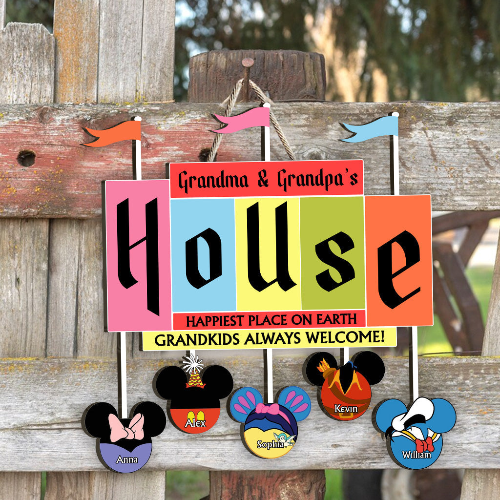 Personalized Happiest Place on Earth Wood Sign for Grandparents - Custom Name Decor Gift Wood Sign GradoCreations